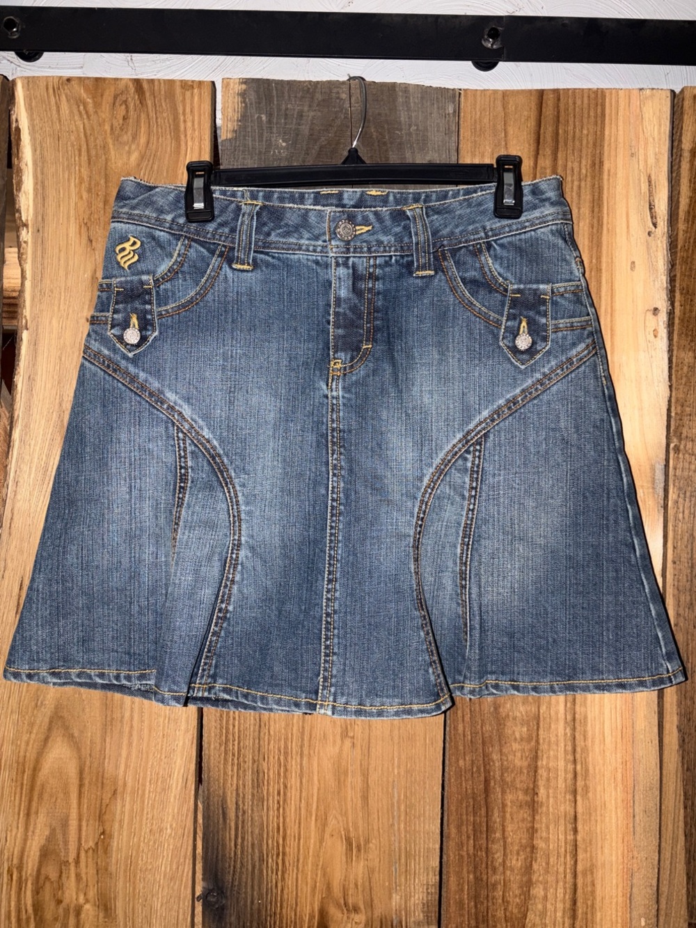 Y2K Rocawear Medium Blue Denim Panel A-Line Mini Skirt